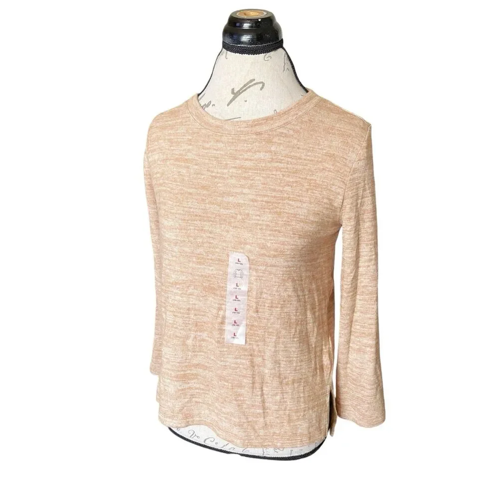 Old Navy Girls Sweater Sz Large Sz 10-12 Rock Crystal Brown Long Sleeve Crew
